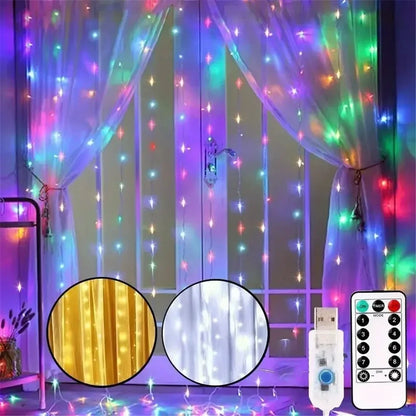 USB LED Curtain Lights - 3/6M Holiday Wedding Garland with Remote Control - ZOOMNSTORE