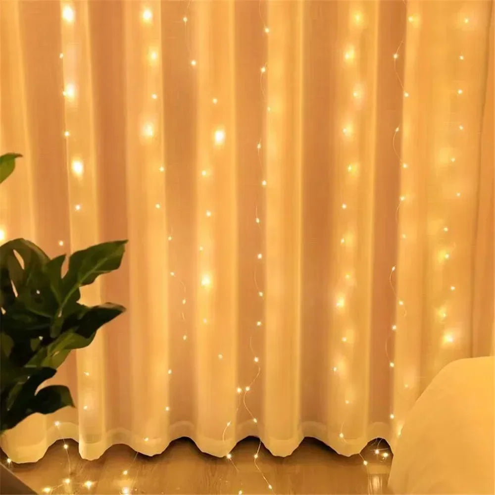 USB LED Curtain Lights - 3/6M Holiday Wedding Garland with Remote Control - ZOOMNSTORE
