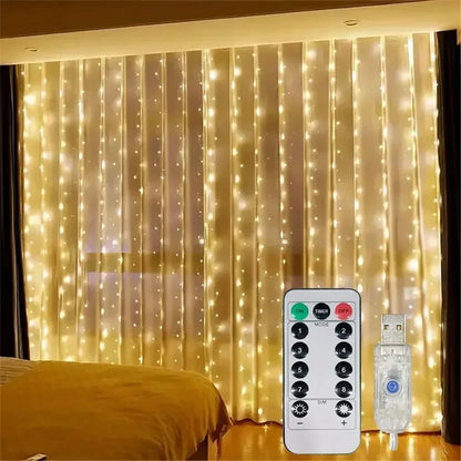USB LED Curtain Lights - 3/6M Holiday Wedding Garland with Remote Control - ZOOMNSTORE