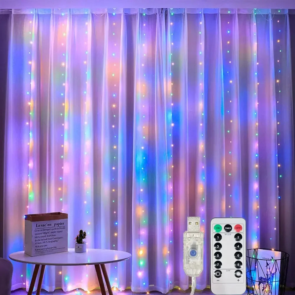 USB LED Curtain Lights - 3/6M Holiday Wedding Garland with Remote Control - ZOOMNSTORE