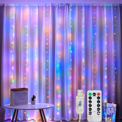 USB LED Curtain Lights - 3/6M Holiday Wedding Garland with Remote Control - ZOOMNSTORE