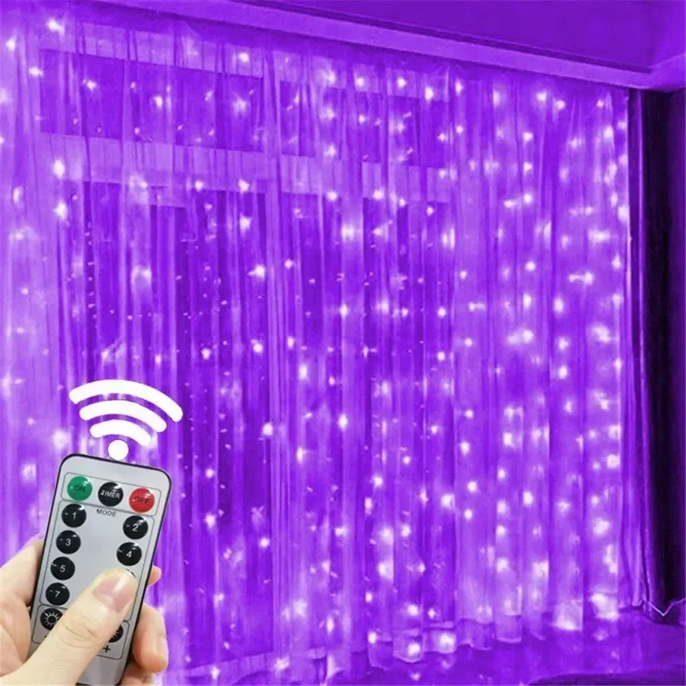 USB LED Curtain Lights - 3/6M Holiday Wedding Garland with Remote Control - ZOOMNSTORE