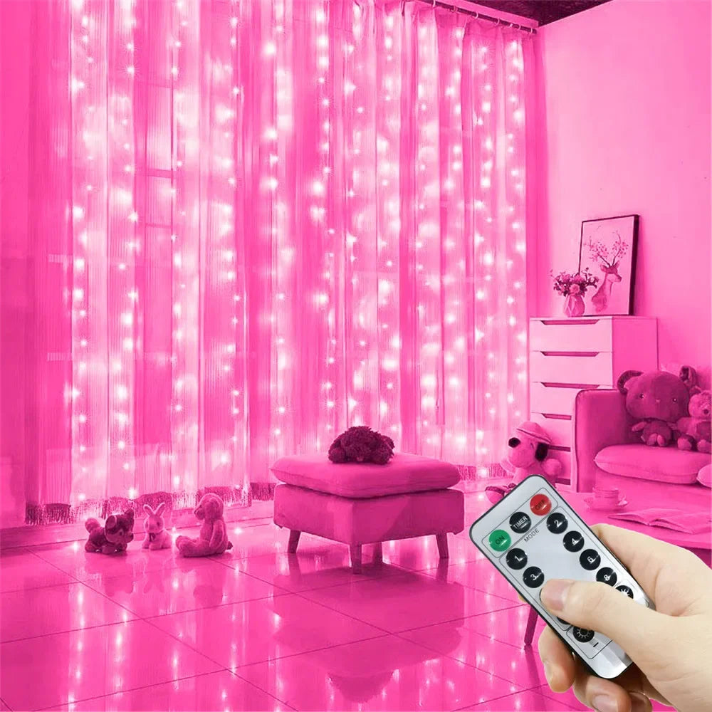 USB LED Curtain Lights - 3/6M Holiday Wedding Garland with Remote Control - ZOOMNSTORE