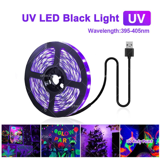 USB UV LED Strip Light - Blacklight for Halloween and Neon Posters - ZOOMNSTORE