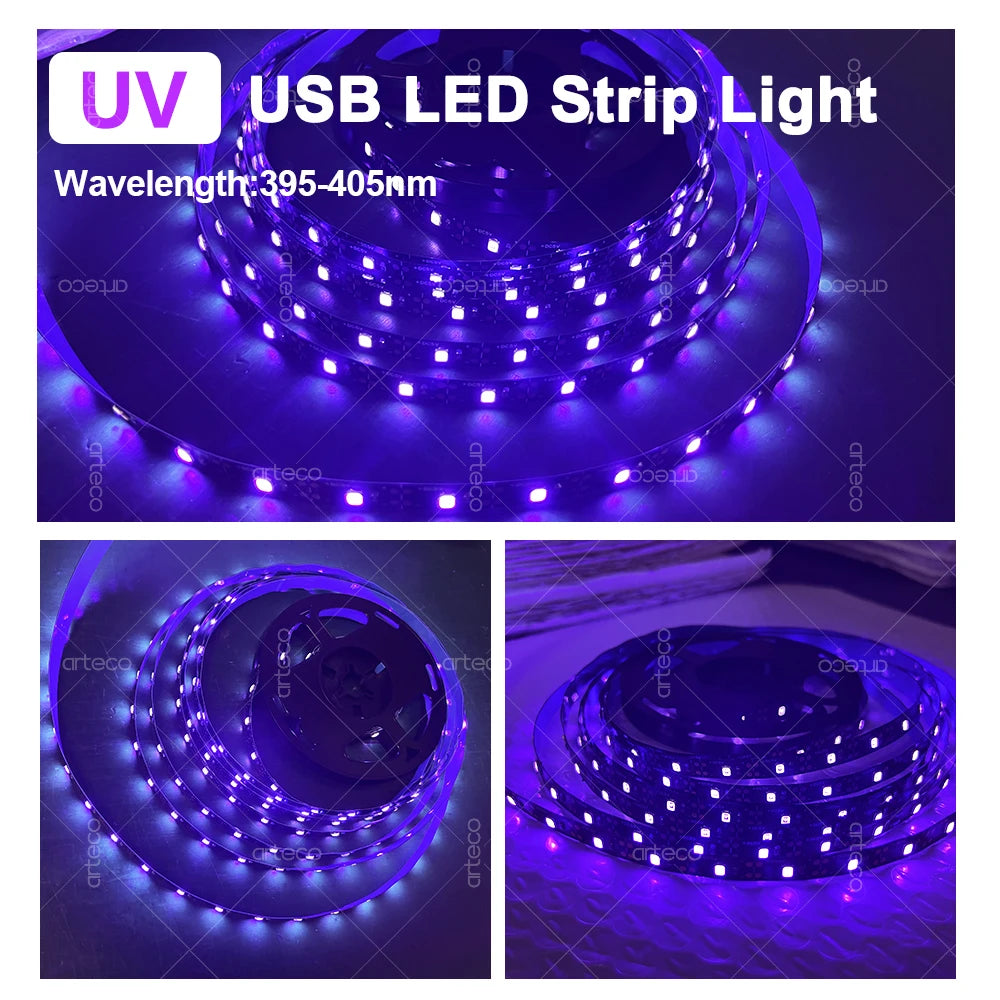 USB UV LED Strip Light - Blacklight for Halloween and Neon Posters - ZOOMNSTORE