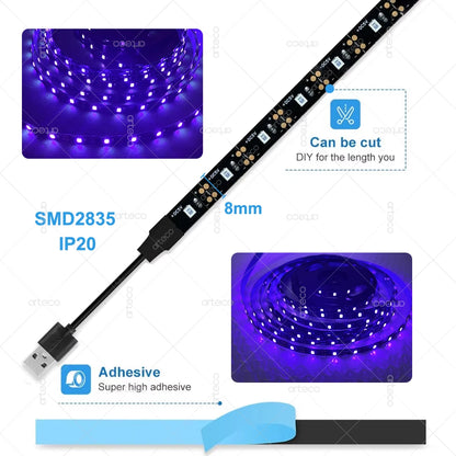 USB UV LED Strip Light - Blacklight for Halloween and Neon Posters - ZOOMNSTORE