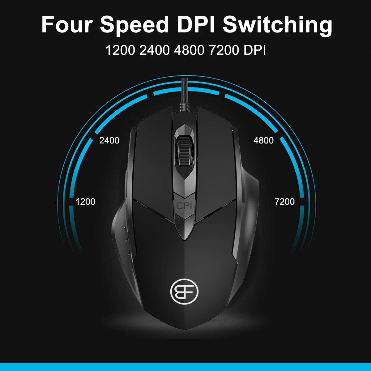 USB Wired Mouse, 7200 DPI Corded Computer Mouse with 6-Button Cord Ergonomic Mice, Officeand game Mouse for Laptop PC Desktop - ZOOMNSTORE