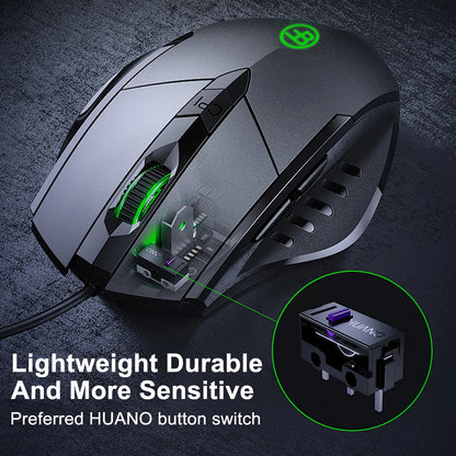 USB Wired Mouse, 7200 DPI Corded Computer Mouse with 6-Button Cord Ergonomic Mice, Officeand game Mouse for Laptop PC Desktop - ZOOMNSTORE