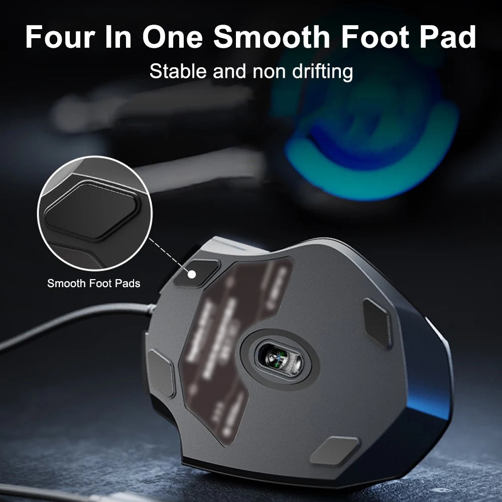 USB Wired Mouse, 7200 DPI Corded Computer Mouse with 6-Button Cord Ergonomic Mice, Officeand game Mouse for Laptop PC Desktop - ZOOMNSTORE