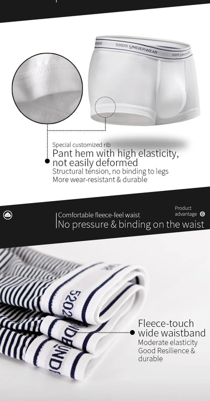 52025 Men's Cotton Modal Boxers (3-Pack) – Silky-Soft Fabric, Anatomical Contoured Pouch and Comfortable Everyday Fit