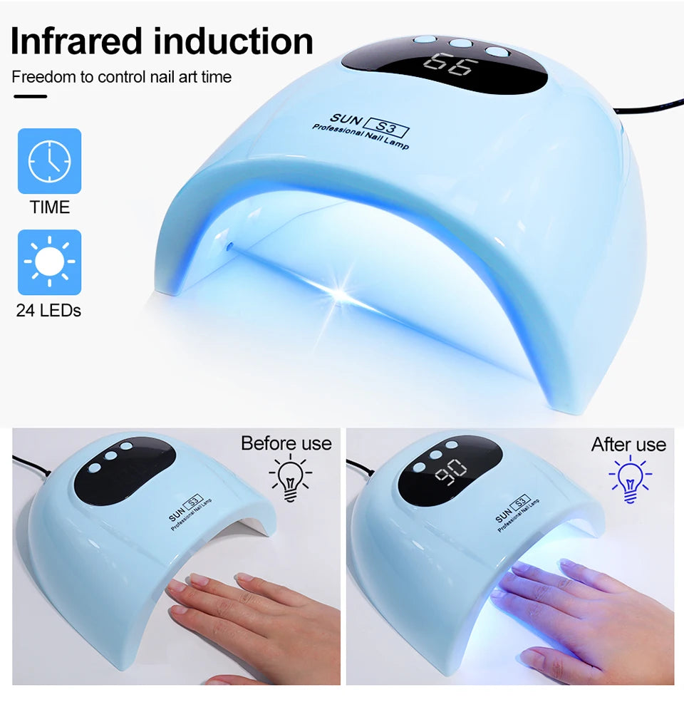 UV LED Nail Lamp - Professional Gel Nail Dryer with 24 LED Beads & Quick Drying - ZOOMNSTORE