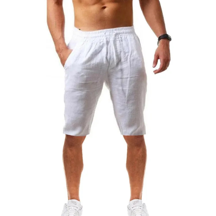 Cotton Linen Harem Pants Men Solid Elastic Waist Streetwear Joggers 2022 New Baggy Drop-crotch Pants Casual Trousers Men Running