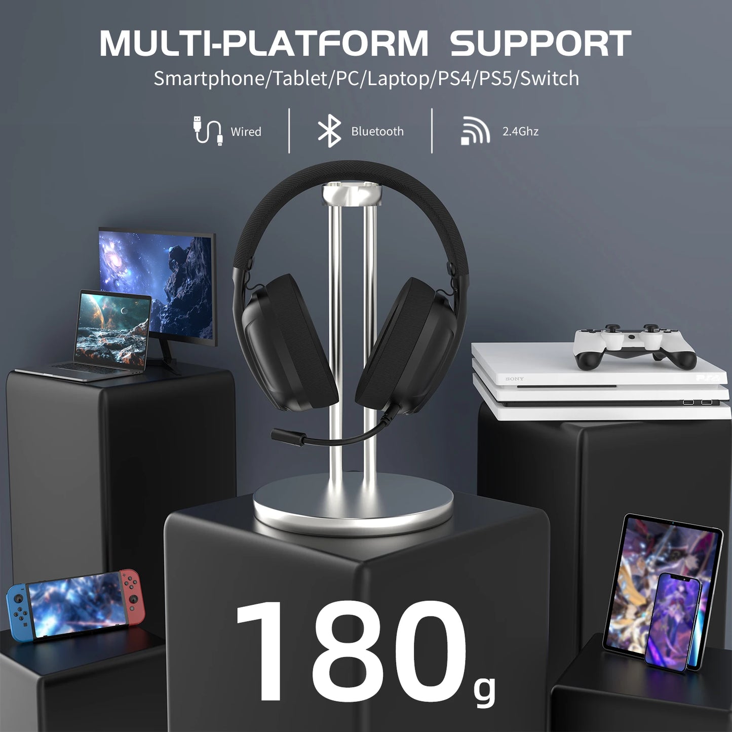 Ultra-Light Gaming Headset - ATTACK SHARK L80 WiredBluetooth24G 51 Channel Sound - ZOOMNSTORE