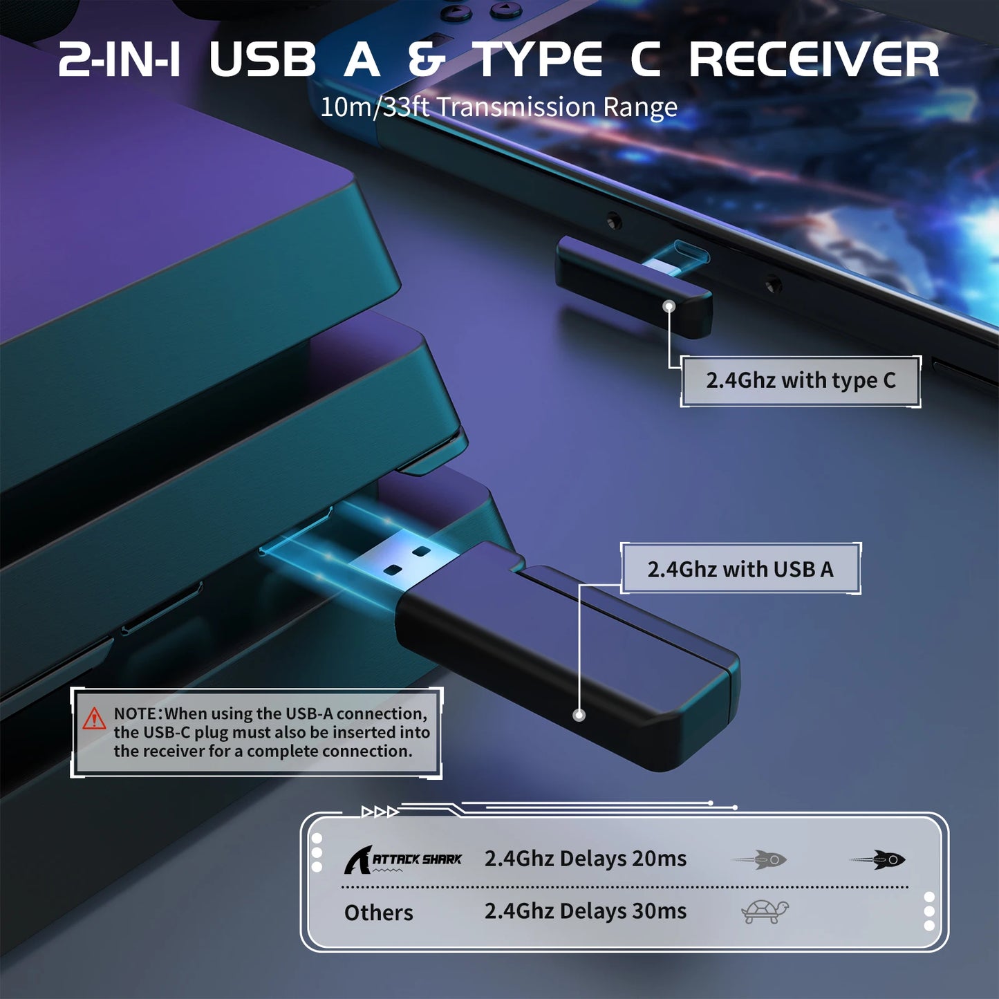 Ultra-Light Gaming Headset - ATTACK SHARK L80 WiredBluetooth24G 51 Channel Sound - ZOOMNSTORE