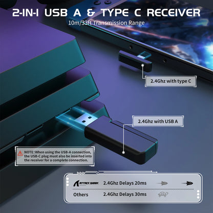 Ultra-Light Gaming Headset - ATTACK SHARK L80 WiredBluetooth24G 51 Channel Sound - ZOOMNSTORE