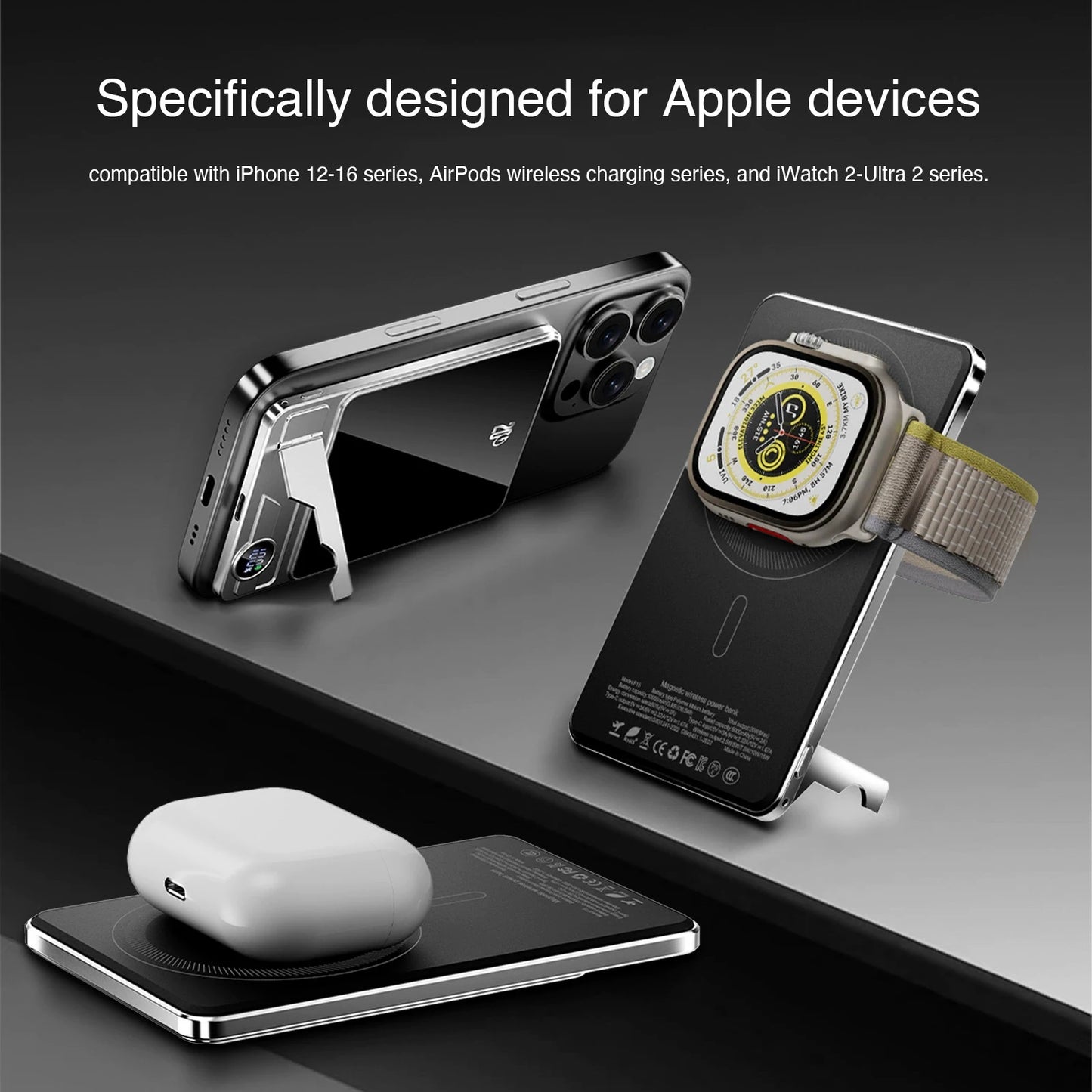 10000mAh Ultra Slim Power Bank for MagSafe,Magnetic Wireless 20W Fast Charging Portable Battery For iPhone Samsung Xiaomi iWatch - ZOOMNSTORE