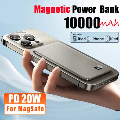 10000mAh Ultra Thin Power Bank for MagSafe,Magnetic Wireless Fast Charging MacSafe Portable Battery For iPhone Xiaomi Samsung - ZOOMNSTORE
