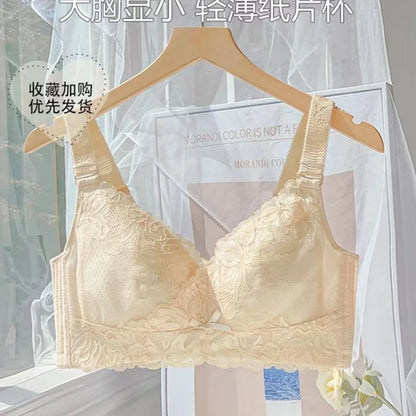 Ultra-Thin Lace Bra - Breathable Summer Push Up Wire Free Back Closure - ZOOMNSTORE