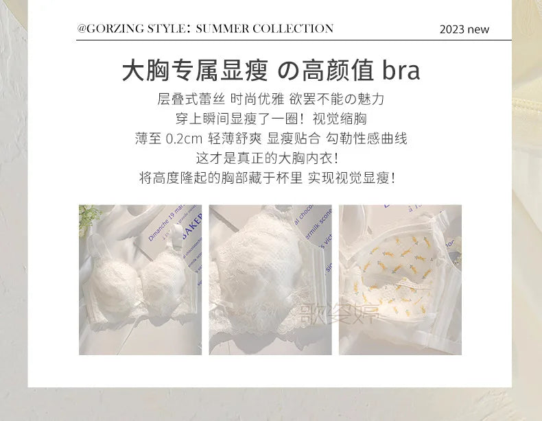 Ultra-Thin Lace Bra - Breathable Summer Push Up Wire Free Back Closure - ZOOMNSTORE