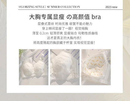 Ultra-Thin Lace Bra - Breathable Summer Push Up Wire Free Back Closure - ZOOMNSTORE