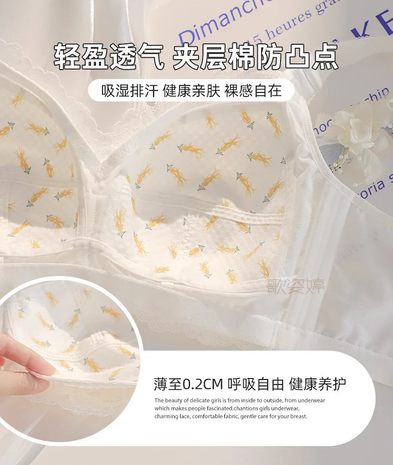 Ultra-Thin Lace Bra - Breathable Summer Push Up Wire Free Back Closure - ZOOMNSTORE