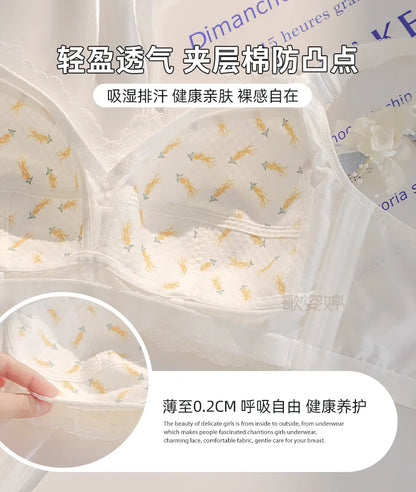 Ultra-Thin Lace Bra - Breathable Summer Push Up Wire Free Back Closure - ZOOMNSTORE