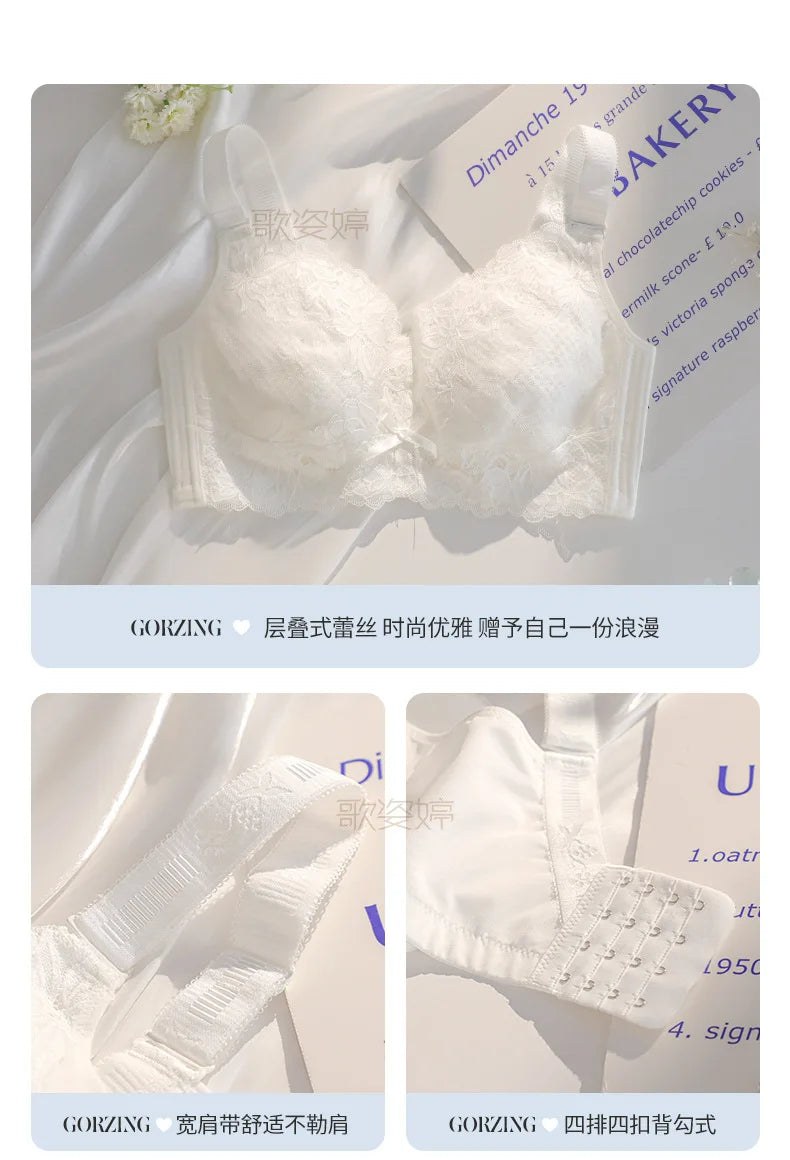 Ultra-Thin Lace Bra - Breathable Summer Push Up Wire Free Back Closure - ZOOMNSTORE