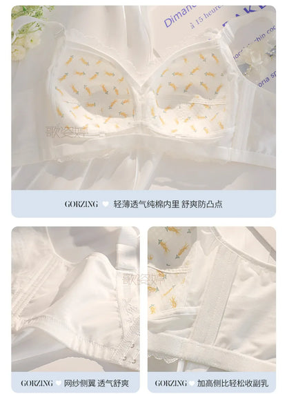 Ultra-Thin Lace Bra - Breathable Summer Push Up Wire Free Back Closure - ZOOMNSTORE
