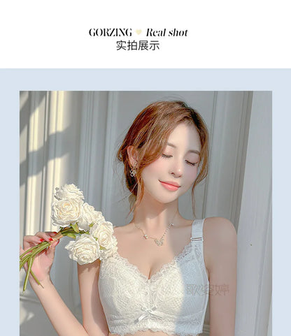 Ultra-Thin Lace Bra - Breathable Summer Push Up Wire Free Back Closure - ZOOMNSTORE