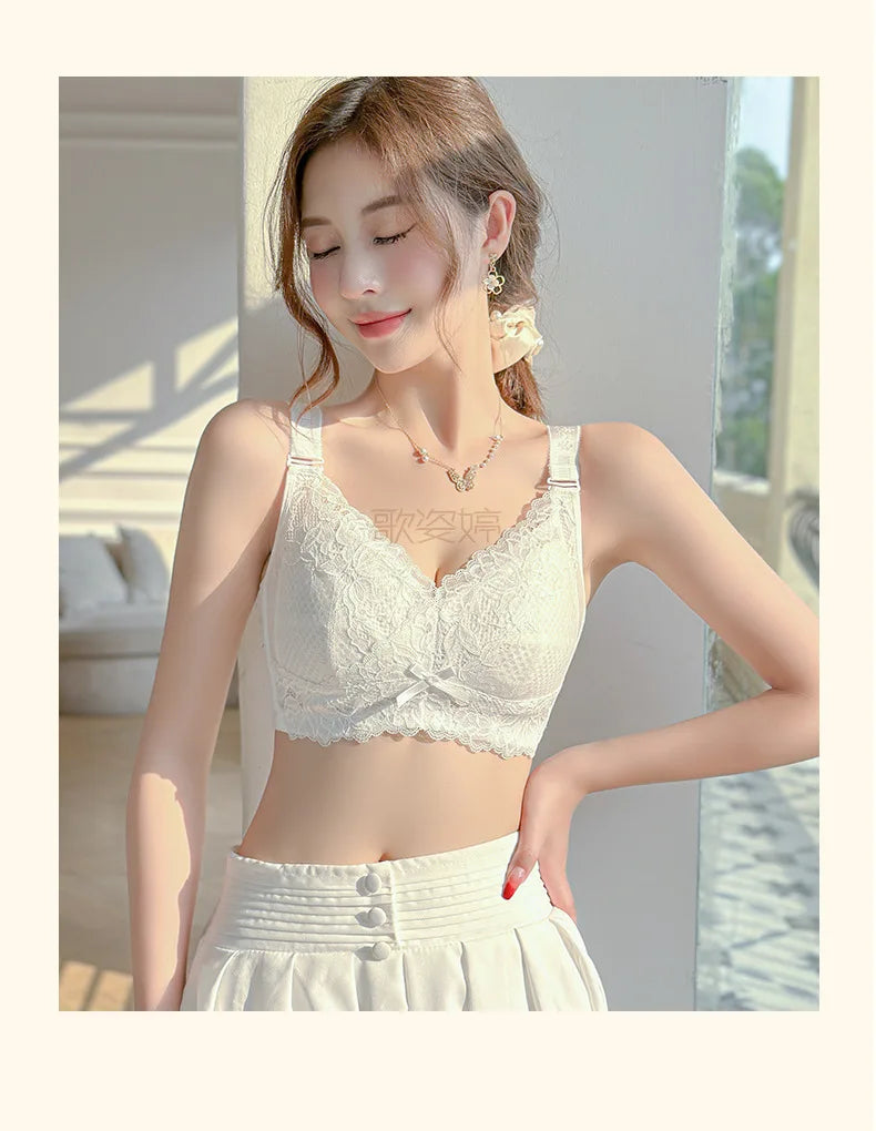 Ultra-Thin Lace Bra - Breathable Summer Push Up Wire Free Back Closure - ZOOMNSTORE