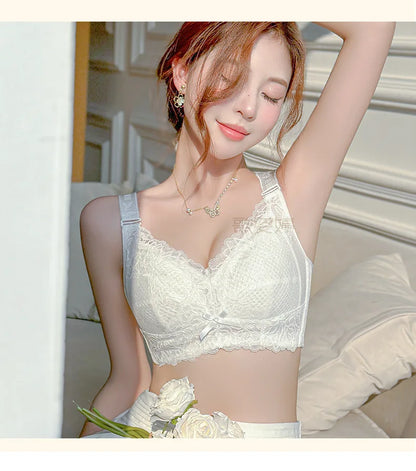Ultra-Thin Lace Bra - Breathable Summer Push Up Wire Free Back Closure - ZOOMNSTORE