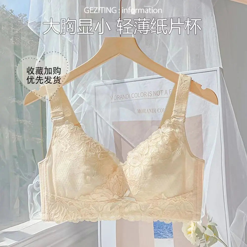 Ultra-Thin Lace Bra - Breathable Summer Push Up Wire Free Back Closure - ZOOMNSTORE