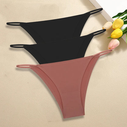 Ultra-Thin Seamless Womens Panties - 3Pcs Ice Silk Low Rise Briefs - ZOOMNSTORE