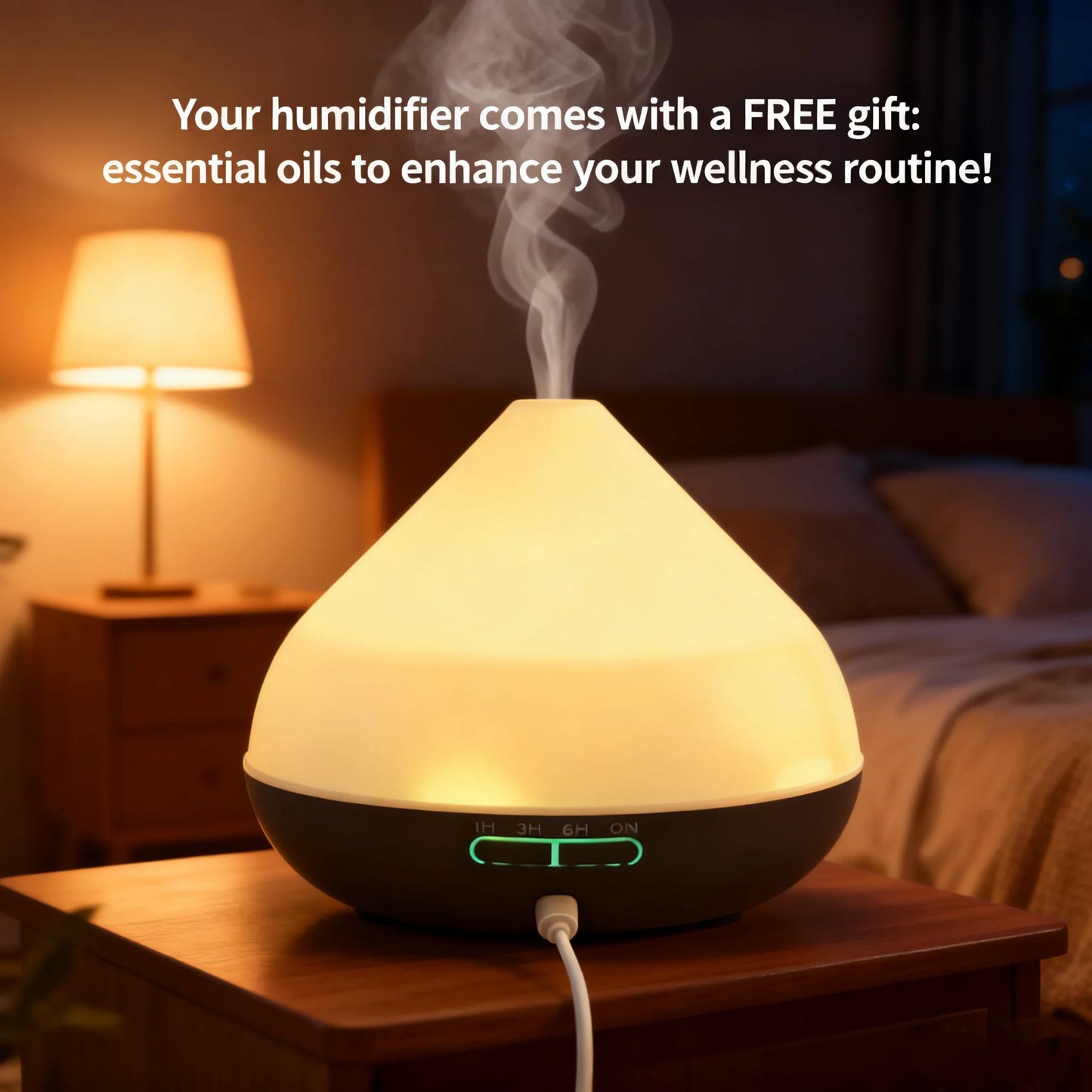 Ultrasonic Air Humidifier - 500ml Aromatherapy Diffuser with LED Night Light & Remote - ZOOMNSTORE