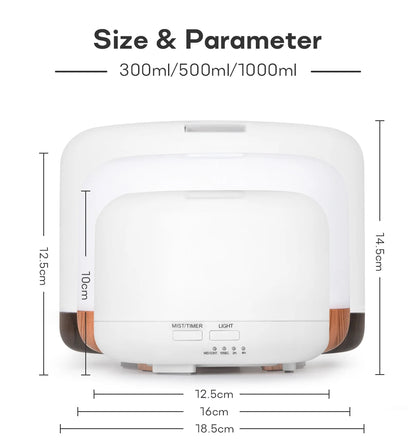 Ultrasonic Air Humidifier - Essential Oil Diffuser With Remote Control & LED Light - ZOOMNSTORE