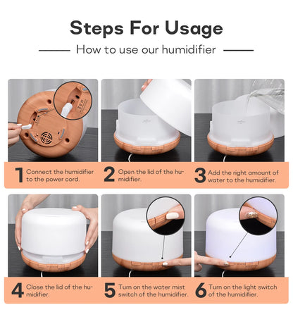 Ultrasonic Air Humidifier - Essential Oil Diffuser With Remote Control & LED Light - ZOOMNSTORE