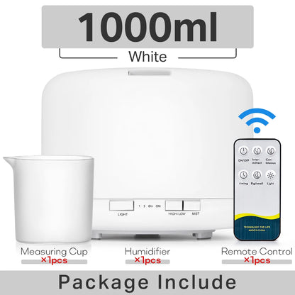 Ultrasonic Air Humidifier - Essential Oil Diffuser With Remote Control & LED Light - ZOOMNSTORE