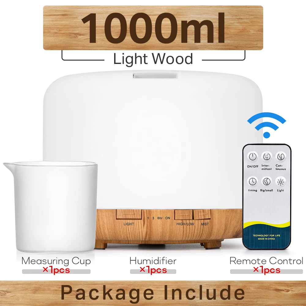 Ultrasonic Air Humidifier - Essential Oil Diffuser With Remote Control & LED Light - ZOOMNSTORE