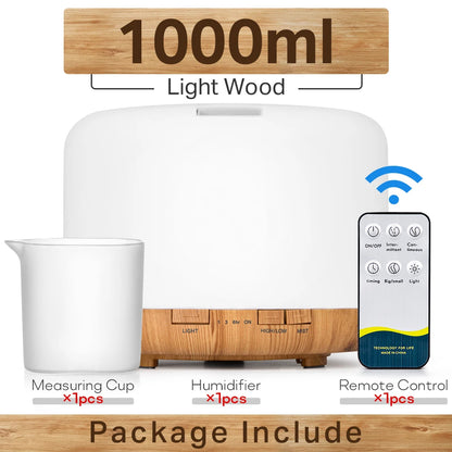 Ultrasonic Air Humidifier - Essential Oil Diffuser With Remote Control & LED Light - ZOOMNSTORE