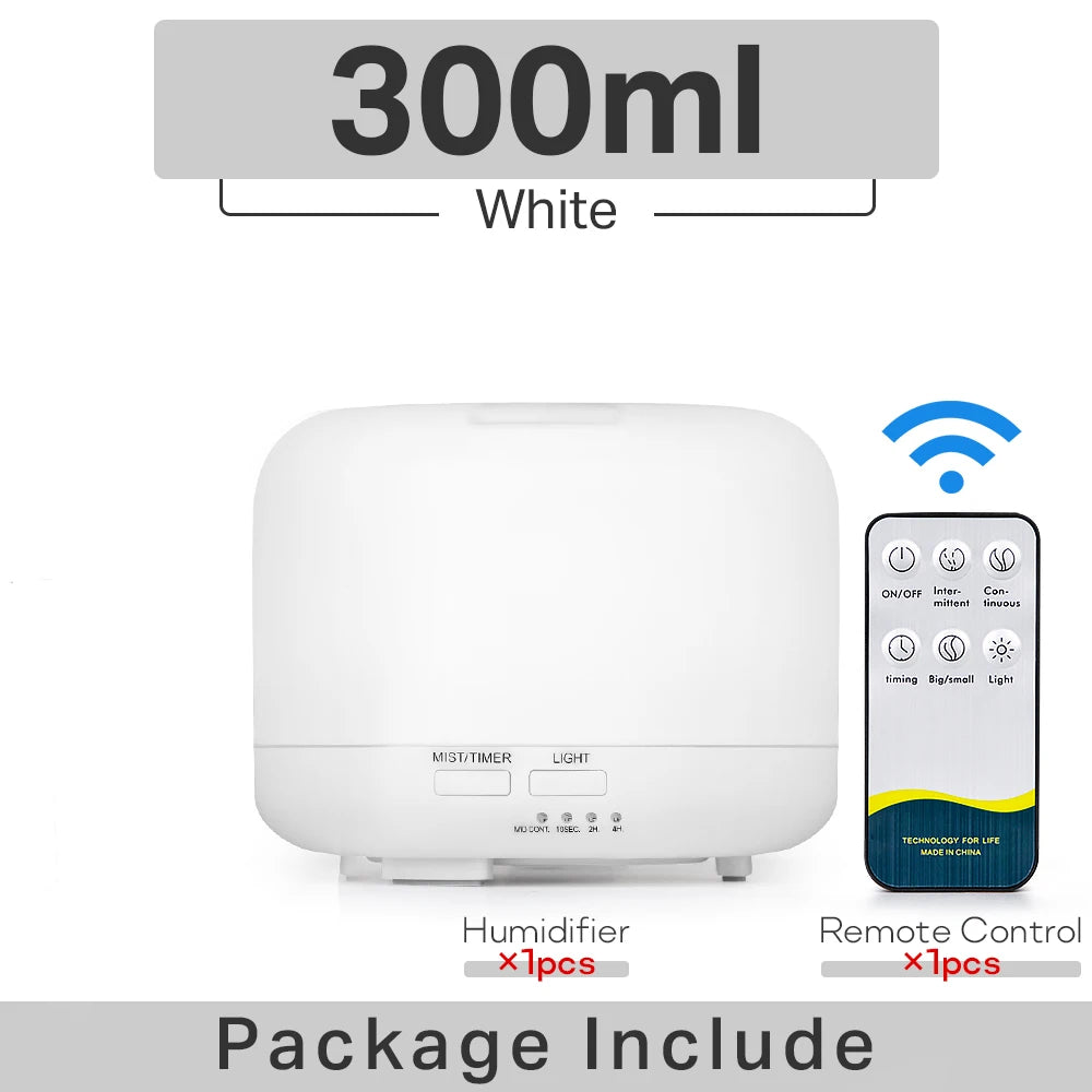 Ultrasonic Air Humidifier - Essential Oil Diffuser With Remote Control & LED Light - ZOOMNSTORE