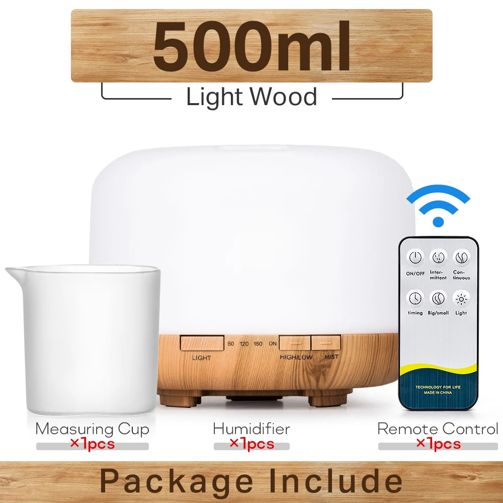 Ultrasonic Air Humidifier - Essential Oil Diffuser With Remote Control & LED Light - ZOOMNSTORE