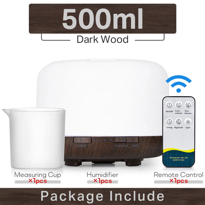 Ultrasonic Air Humidifier - Essential Oil Diffuser With Remote Control & LED Light - ZOOMNSTORE
