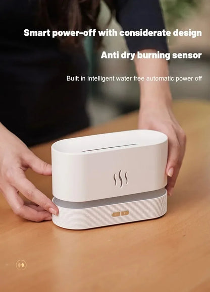 LED Ultrasonic Humidifier with Colorful Flame and Essential Oil Diffuser - ZOOMNSTORE