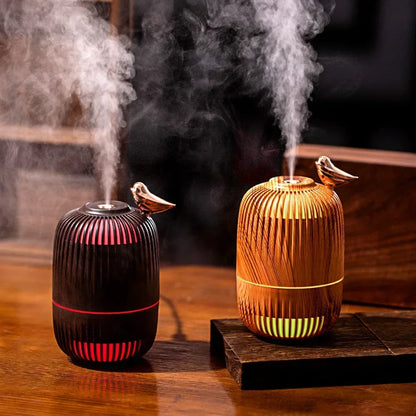 Ultrasonic Humidifier Mini Wood Grain | Portable USB Air Moisturizer With Warm Light - ZOOMNSTORE