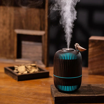 Ultrasonic Humidifier Mini Wood Grain | Portable USB Air Moisturizer With Warm Light - ZOOMNSTORE