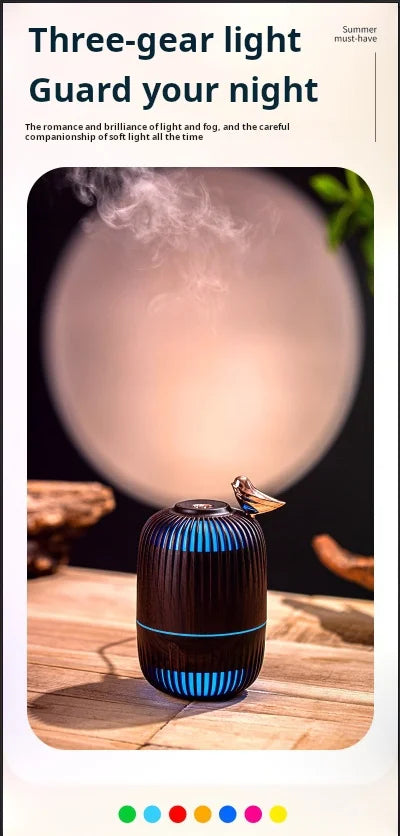 Ultrasonic Humidifier Mini Wood Grain | Portable USB Air Moisturizer With Warm Light - ZOOMNSTORE