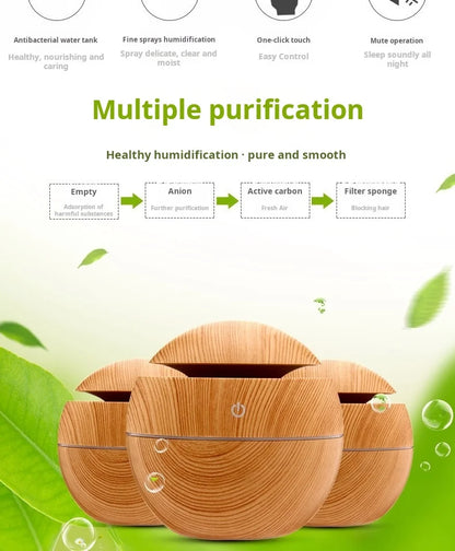 Ultrasonic Humidifier - Wood Grain Portable USB Air Aromatherapy Mist Discharge - ZOOMNSTORE