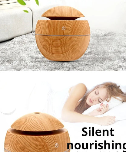 Ultrasonic Humidifier - Wood Grain Portable USB Air Aromatherapy Mist Discharge - ZOOMNSTORE