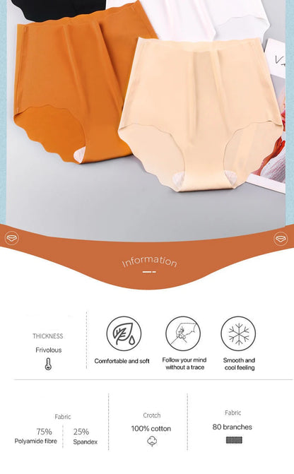Ultrathin Panties Women - Plus Size Ice Silk High Waist Seamless Briefs - ZOOMNSTORE