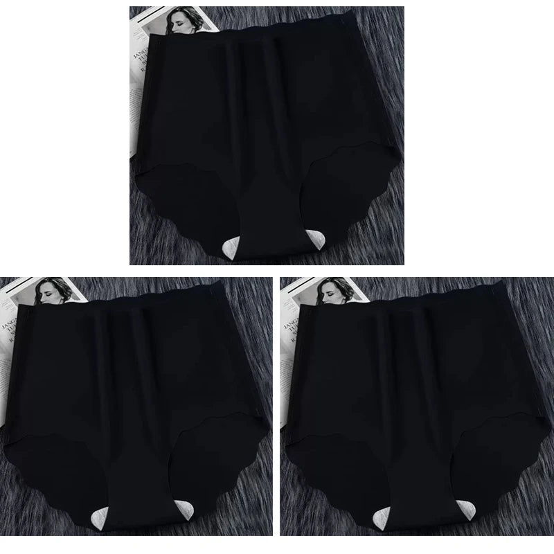 Ultrathin Panties Women - Plus Size Ice Silk High Waist Seamless Briefs - ZOOMNSTORE